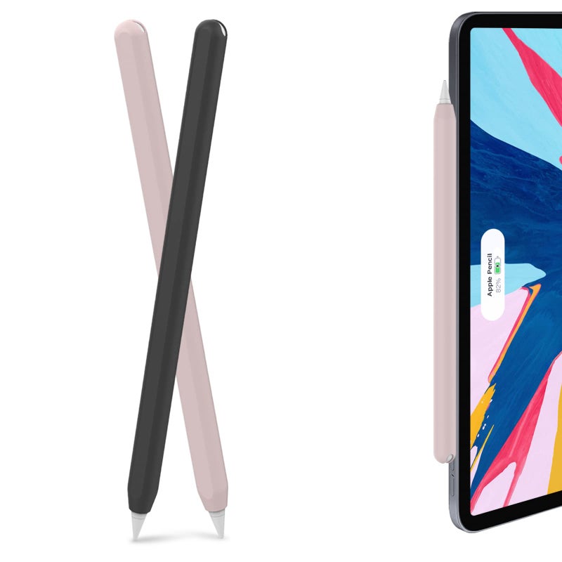 AhaStyle Silicone Case for Apple Pencil 2nd Generation & Apple Pencil Pro (2024) Sleeve Skin Ultra Thin Apple Pencil Protective Cover Compatible with Magnetic Charging and Double Tap (Black, Pink) - Image 1